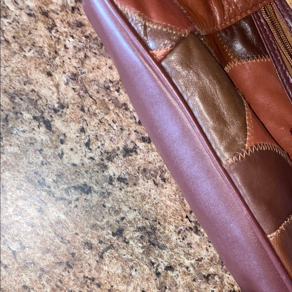 Stylish Brown Leather Patchwork Shoulder Bag - image 5